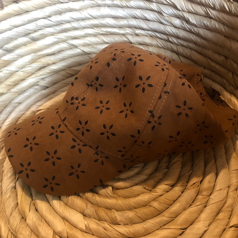 Brown suede baseball cap
